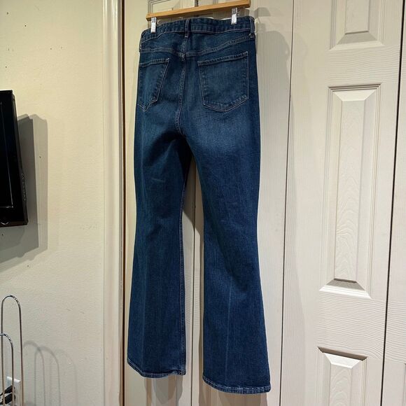 Old Navy Higher High Rise Flare Dark Wash Creased High Waisted Jeans 14 - Picture 8 of 12